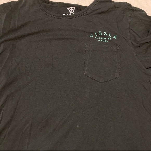VISSLA 100% Cotton Black Short Sleeve Vintage Wash Tee | Faint Staining - Picture 8 of 9